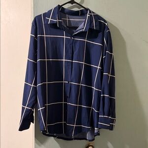 SHEIN Navy Blue Grid Blouse